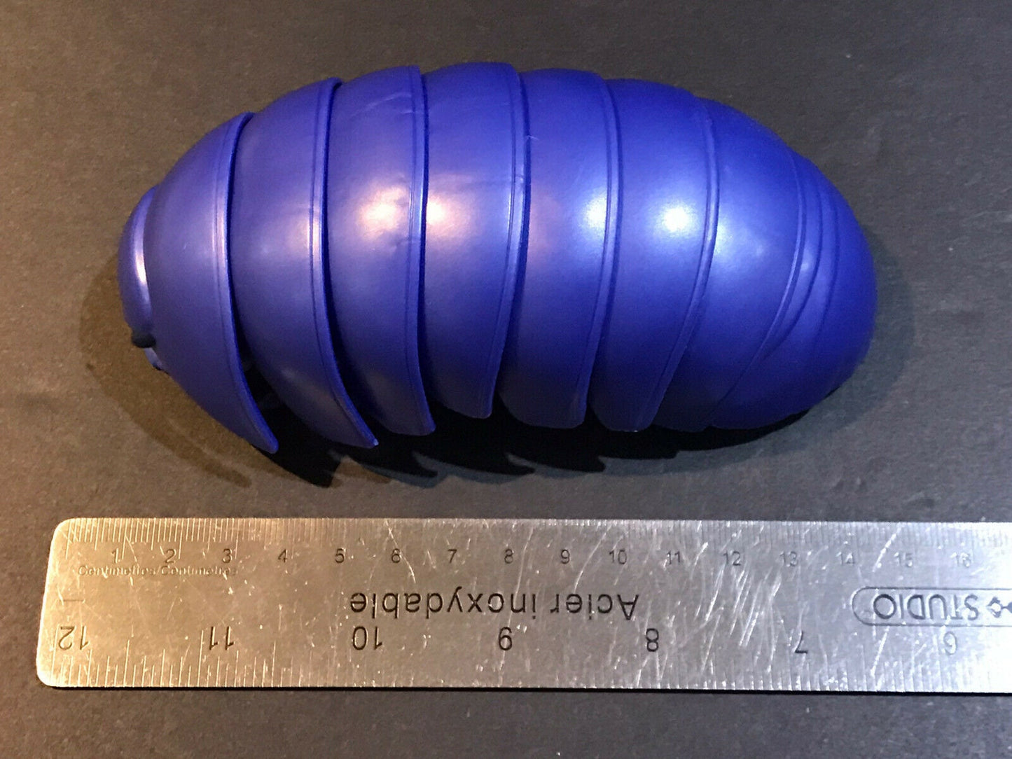 Plastic Pill Bug Roly Poly Insect Potato Bug Isopod Figure w/Moving Parts - Dark Blue Color 14cm