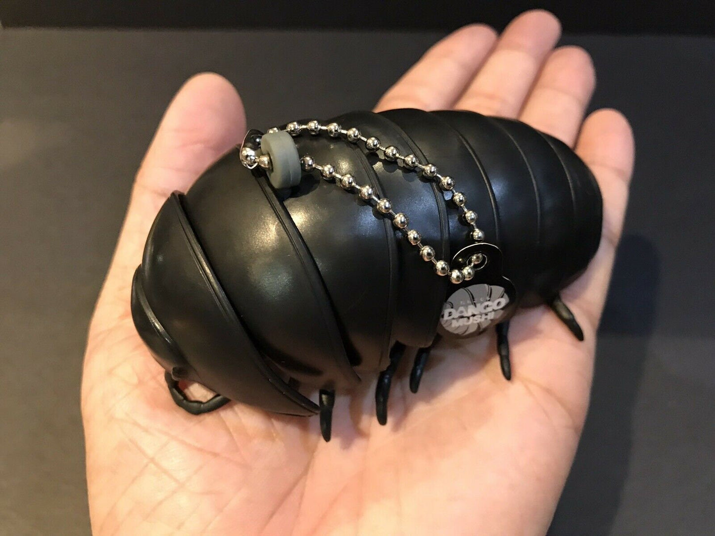 Plastic Pill Bug Roly Poly Insect Potato Bug Isopod KEYCHAIN Figure w/Moving Parts - BLACK Color 9cm