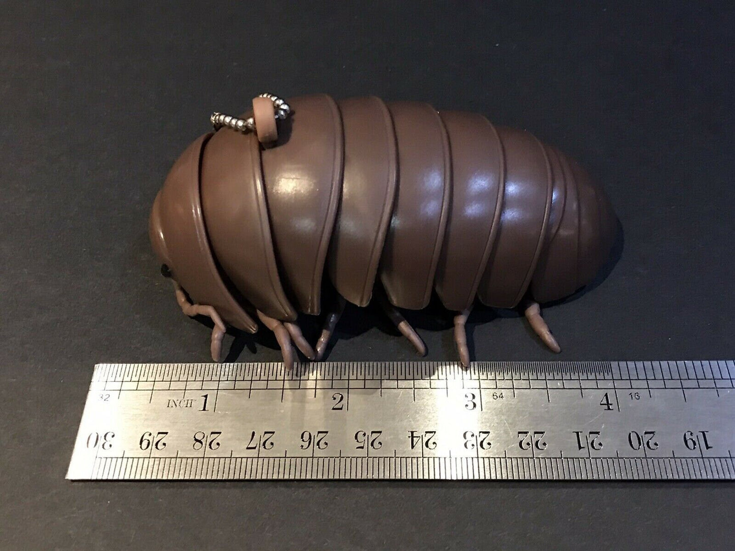 Plastic Pill Bug Roly Poly Insect Potato Bug Isopod KEYCHAIN Figure w/Moving Parts - BROWN Color 9cm