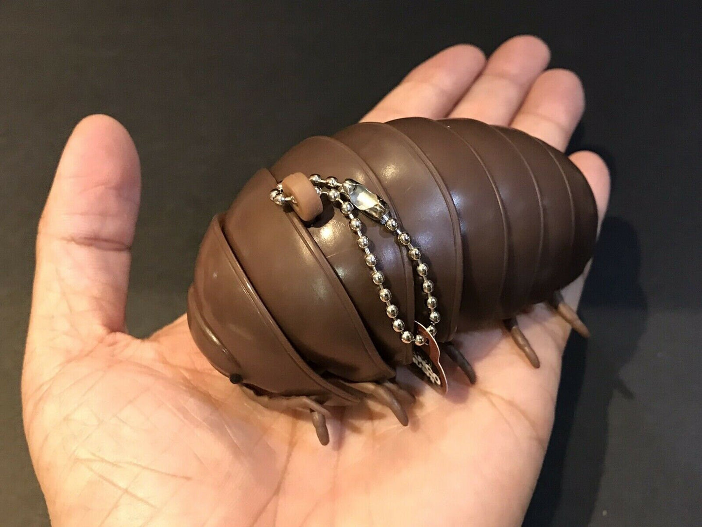 Plastic Pill Bug Roly Poly Insect Potato Bug Isopod KEYCHAIN Figure w/Moving Parts - BROWN Color 9cm
