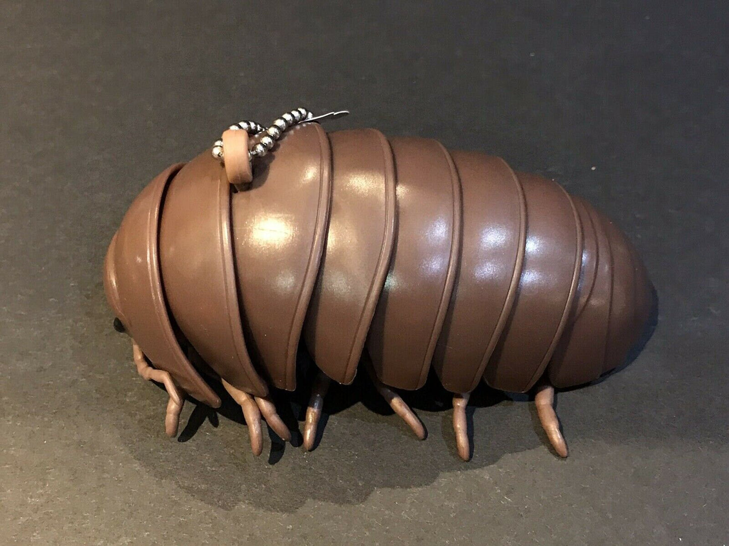 Plastic Pill Bug Roly Poly Insect Potato Bug Isopod KEYCHAIN Figure w/Moving Parts - BROWN Color 9cm