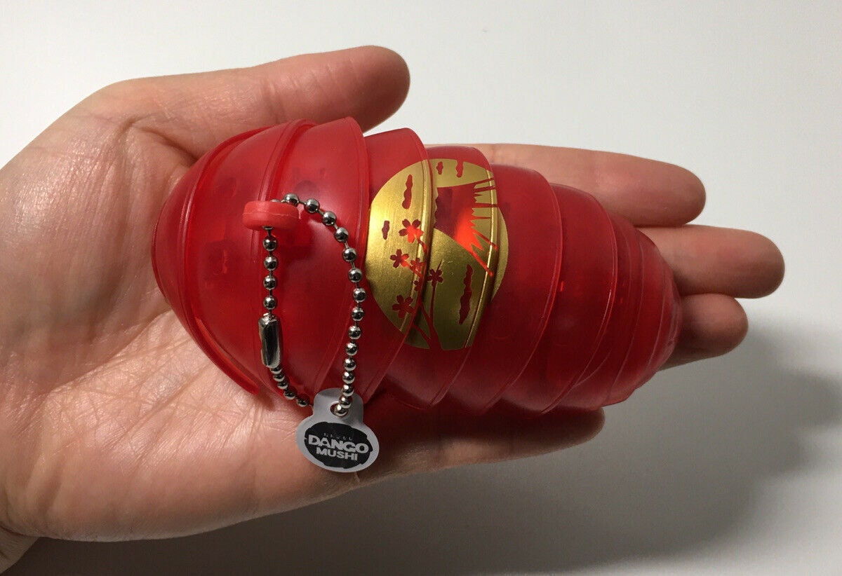 Plastic Pill Bug Roly Poly Insect Potato Bug Isopod KEYCHAIN Figure w/Moving Parts - CLEAR RED Color w/ Image 9cm