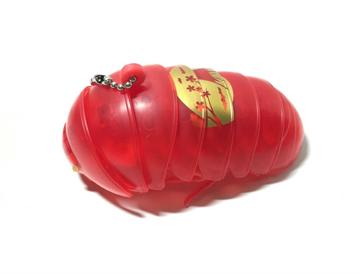 Plastic Pill Bug Roly Poly Insect Potato Bug Isopod KEYCHAIN Figure w/Moving Parts - CLEAR RED Color w/ Image 9cm