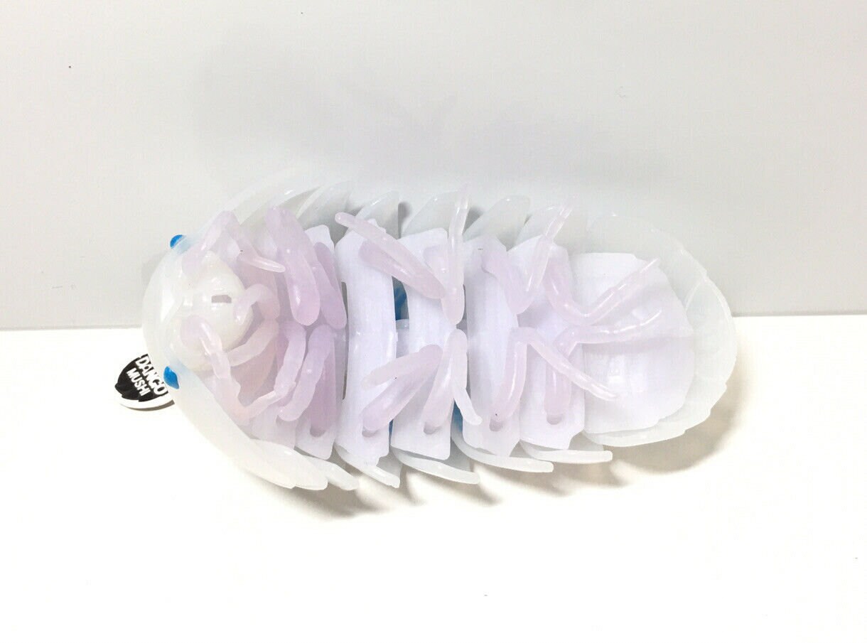 Plastic Pill Bug Roly Poly Insect Potato Bug Isopod KEYCHAIN Figure w/Moving Parts - CLEAR WHITE Color w/ Snowflake Image 9cm