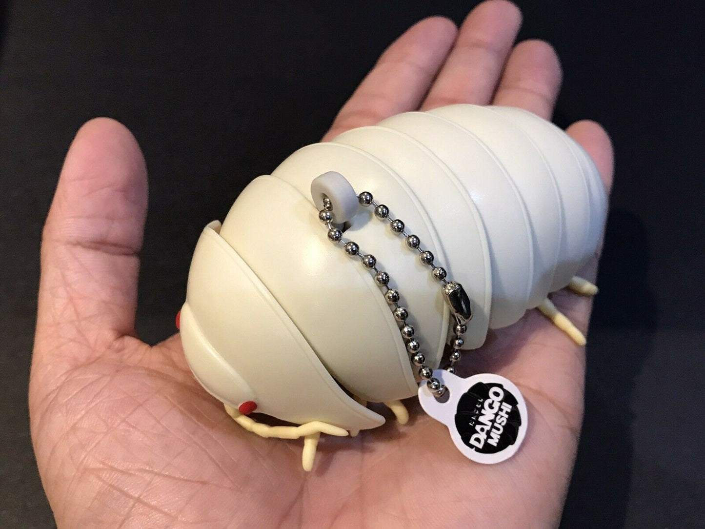 Plastic Pill Bug Roly Poly Insect Potato Bug Isopod KEYCHAIN Figure w/Moving Parts - CREAM WHITE Color 9cm