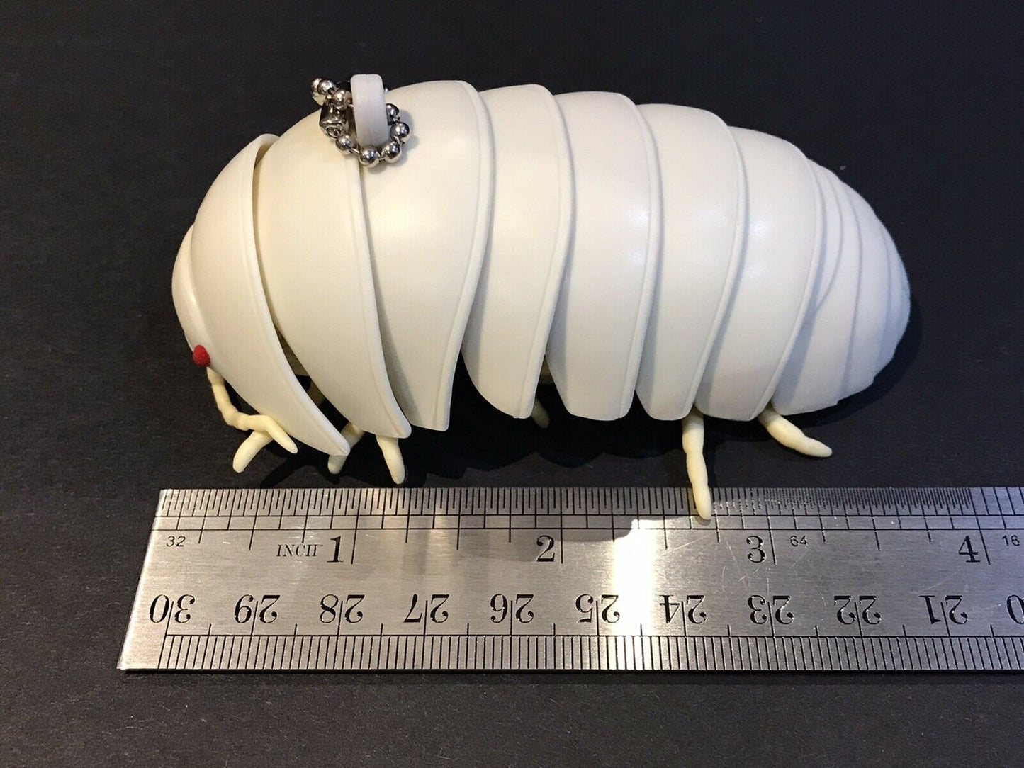 Plastic Pill Bug Roly Poly Insect Potato Bug Isopod KEYCHAIN Figure w/Moving Parts - CREAM WHITE Color 9cm