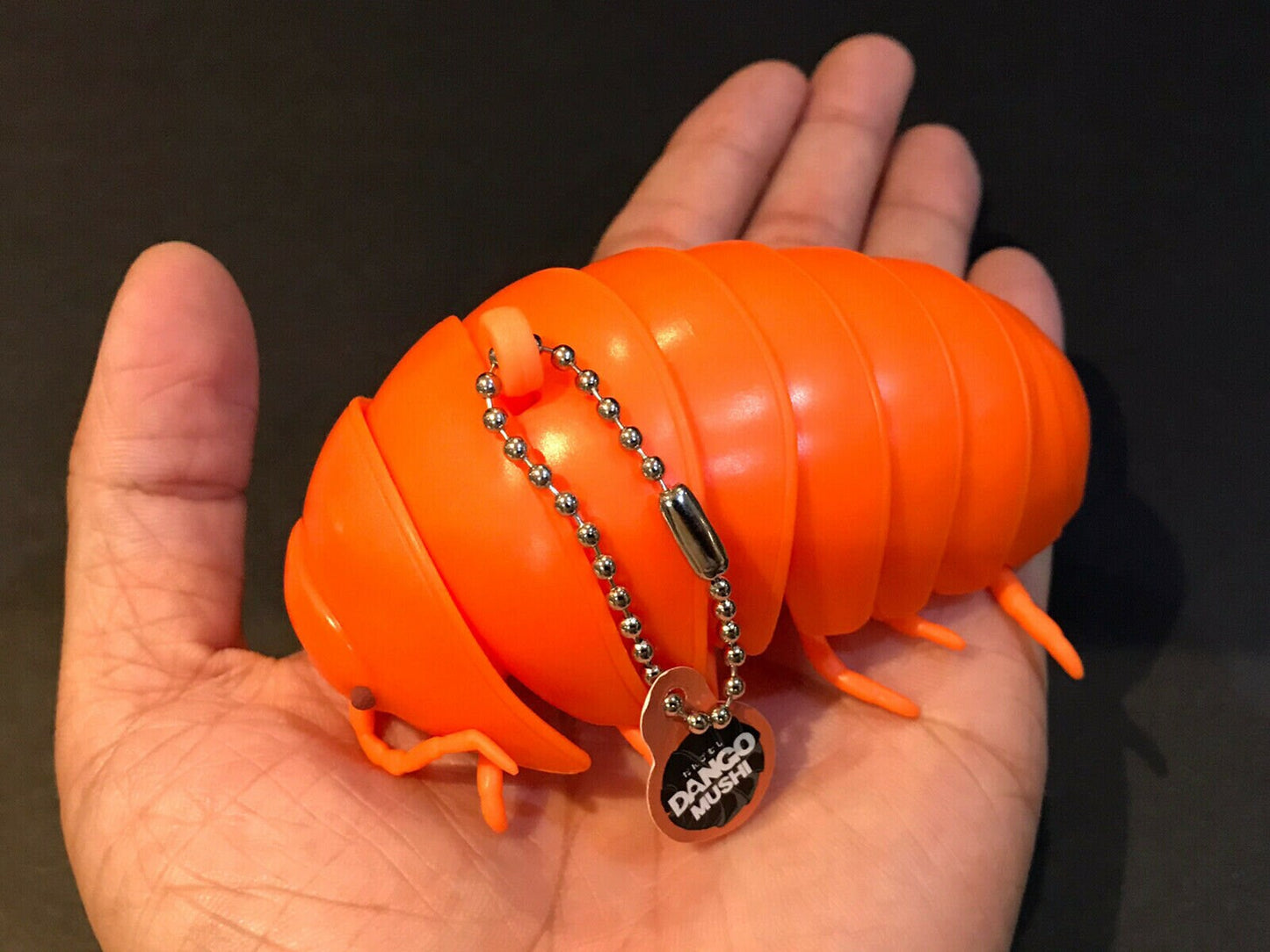 Plastic Pill Bug Roly Poly Insect Potato Bug Isopod KEYCHAIN Figure w/Moving Parts - ORANGE Color 9cm