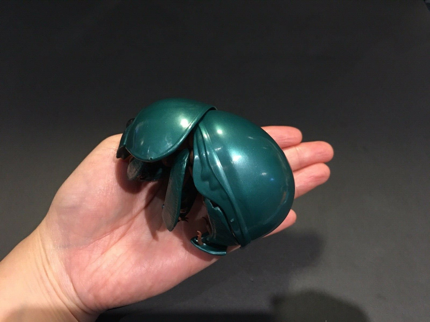 Plastic DUNG BEETLE Insect Bug Dango Mushi Figure w/Moving Parts - EMERALD Green Color