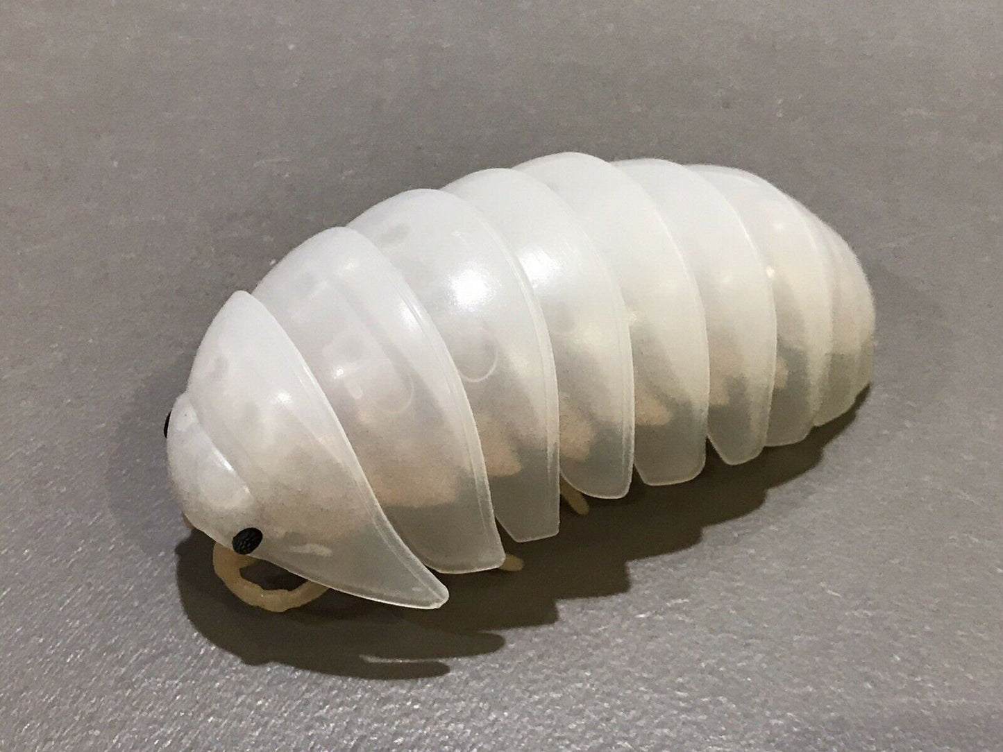 Plastic Pill Bug Roly Poly Insect Potato Bug Isopod Figure w/Moving Parts - CLEAR WHITE TRANSLUCENT Color 10cm