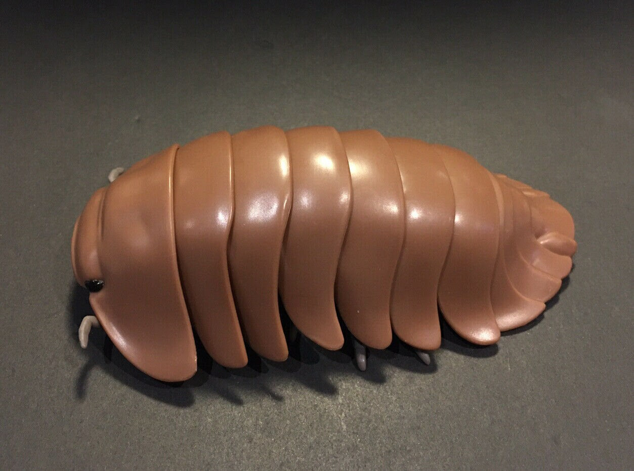 Plastic Pill Bug Roly Poly Insect Potato Bug Isopod Figure w/Moving Parts - BROWN Color 14cm