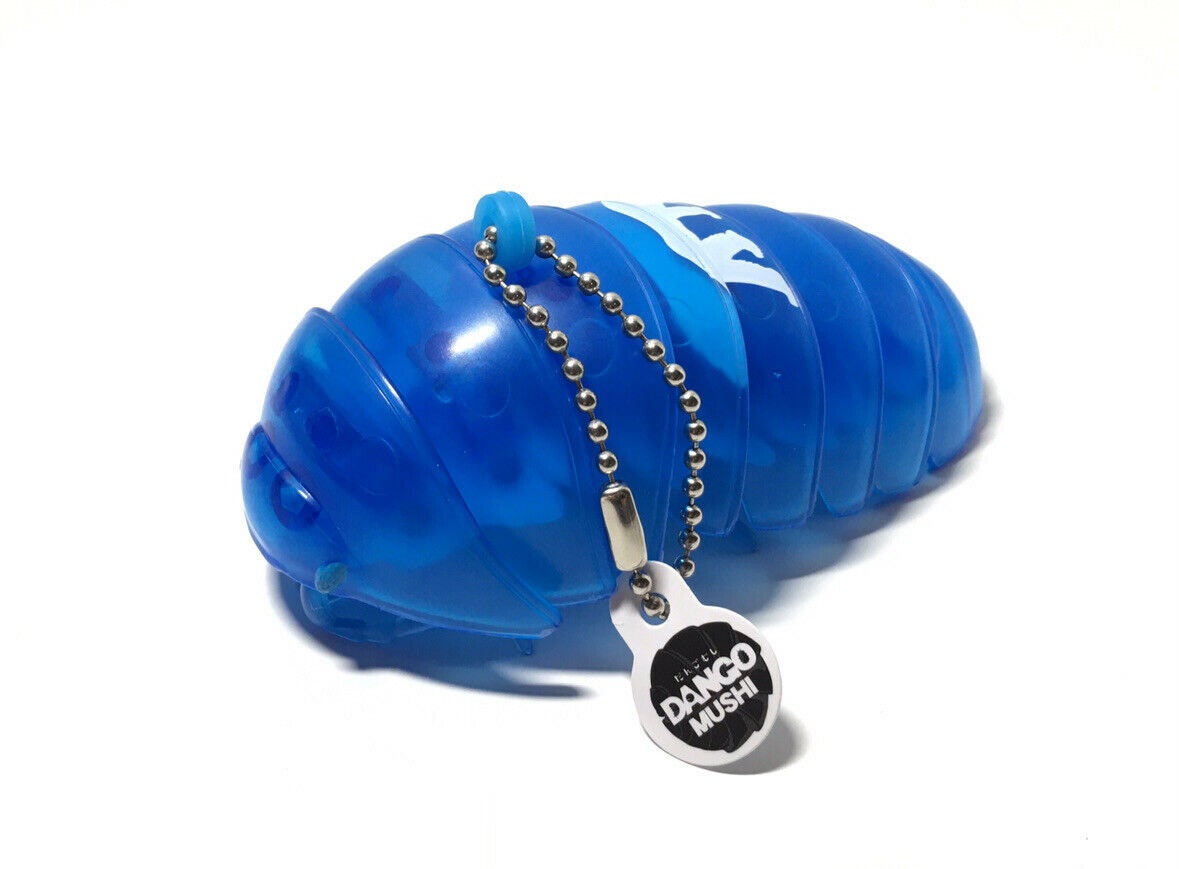 Plastic Pill Bug Roly Poly Insect Potato Bug Isopod KEYCHAIN Figure w/Moving Parts - CLEAR BLUE Color w/ Polar Bear Image 9cm