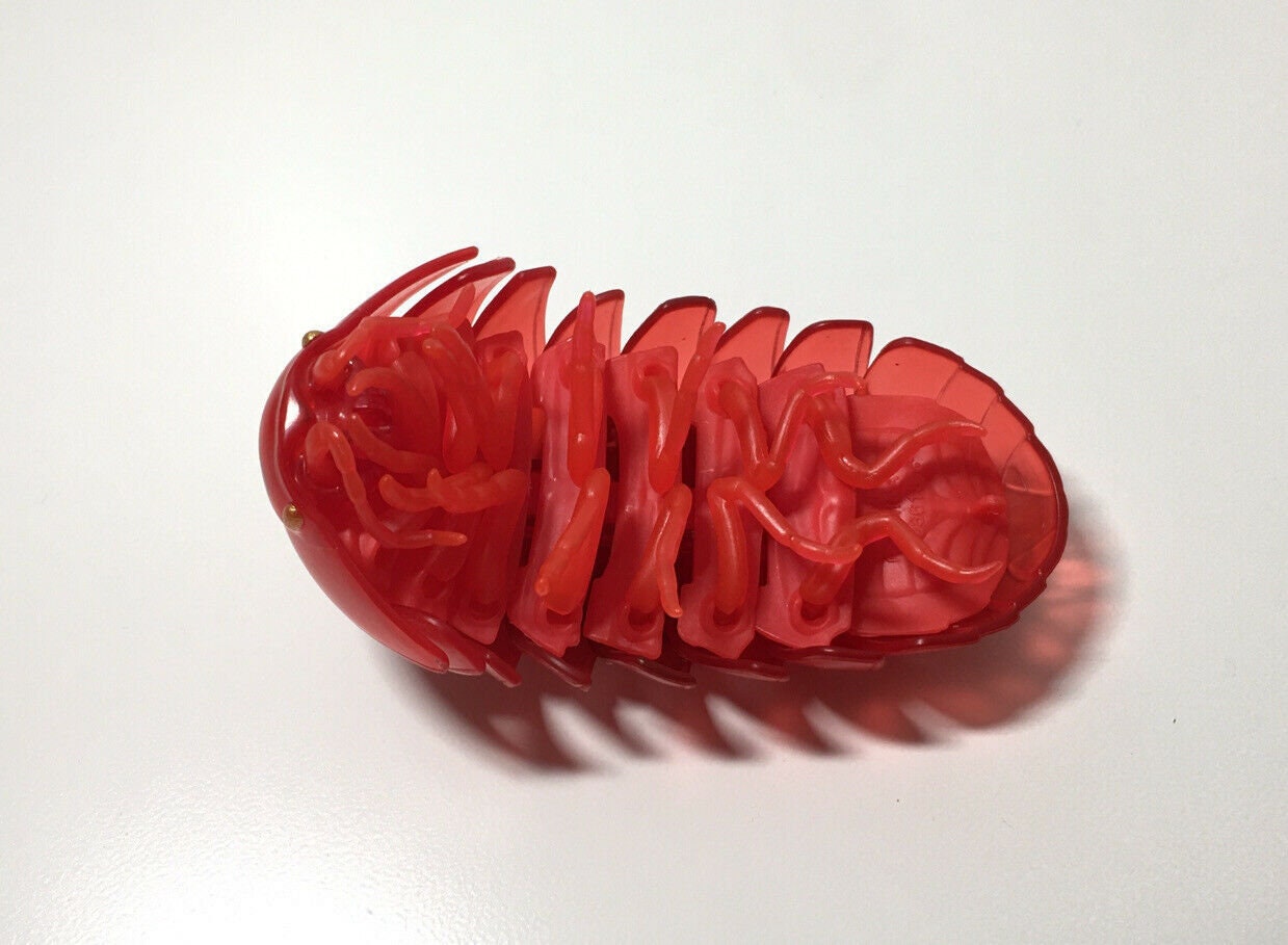 Plastic Pill Bug Roly Poly Insect Potato Bug Isopod KEYCHAIN Figure w/Moving Parts - CLEAR RED Color w/ Image 9cm
