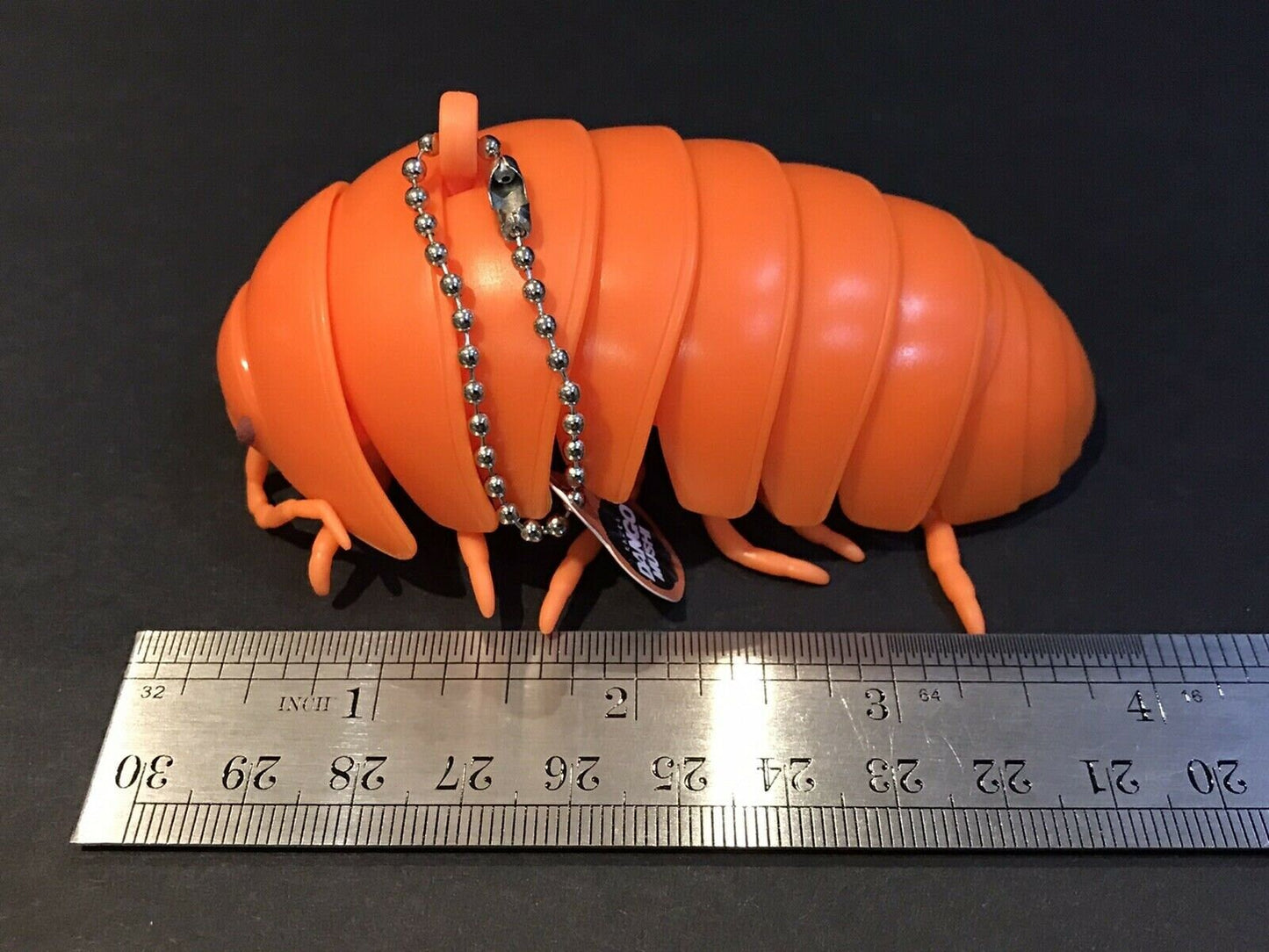 Plastic Pill Bug Roly Poly Insect Potato Bug Isopod KEYCHAIN Figure w/Moving Parts - ORANGE Color 9cm