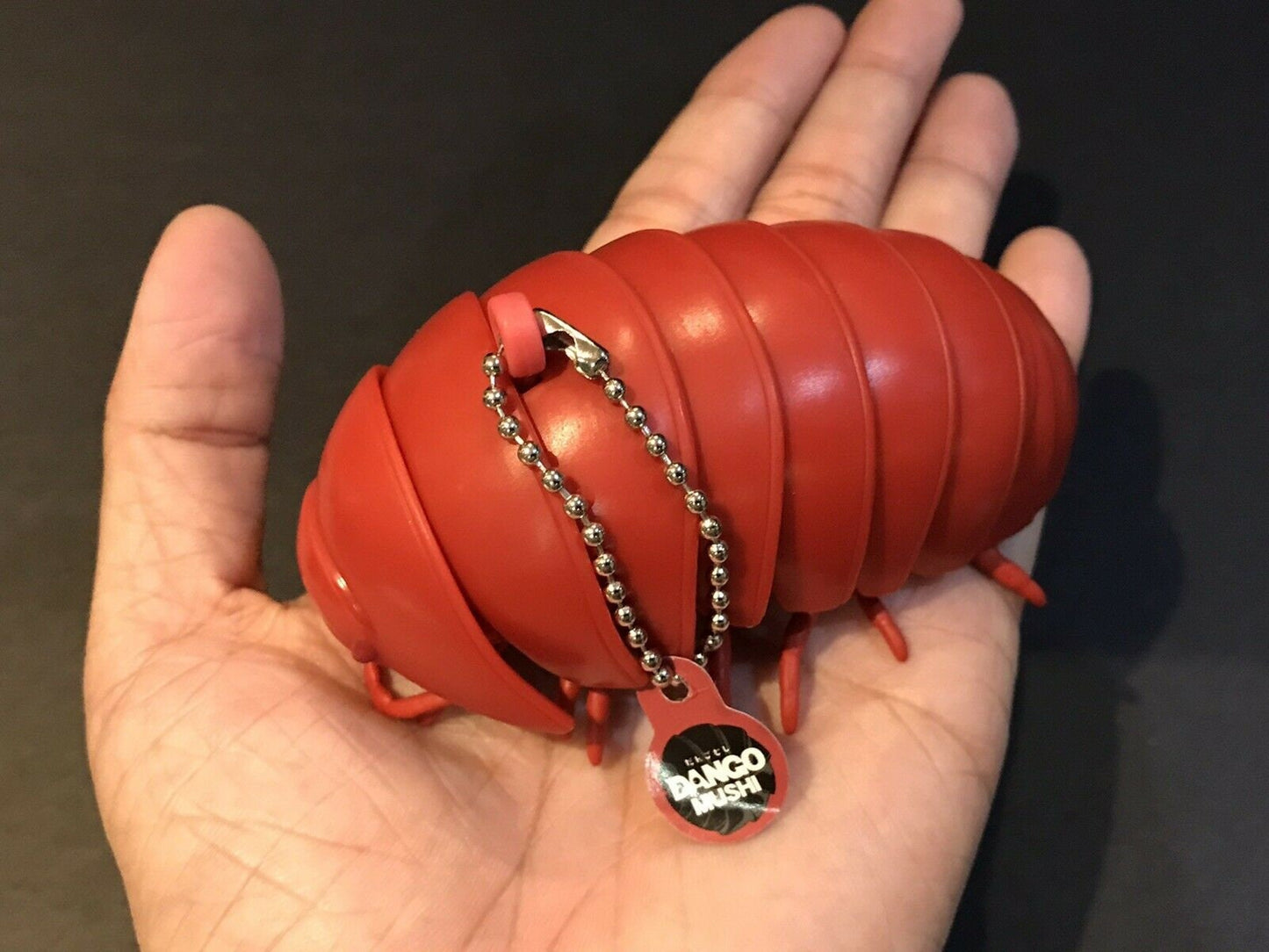 Plastic Pill Bug Roly Poly Insect Potato Bug Isopod KEYCHAIN Figure w/Moving Parts - RED Color 9cm