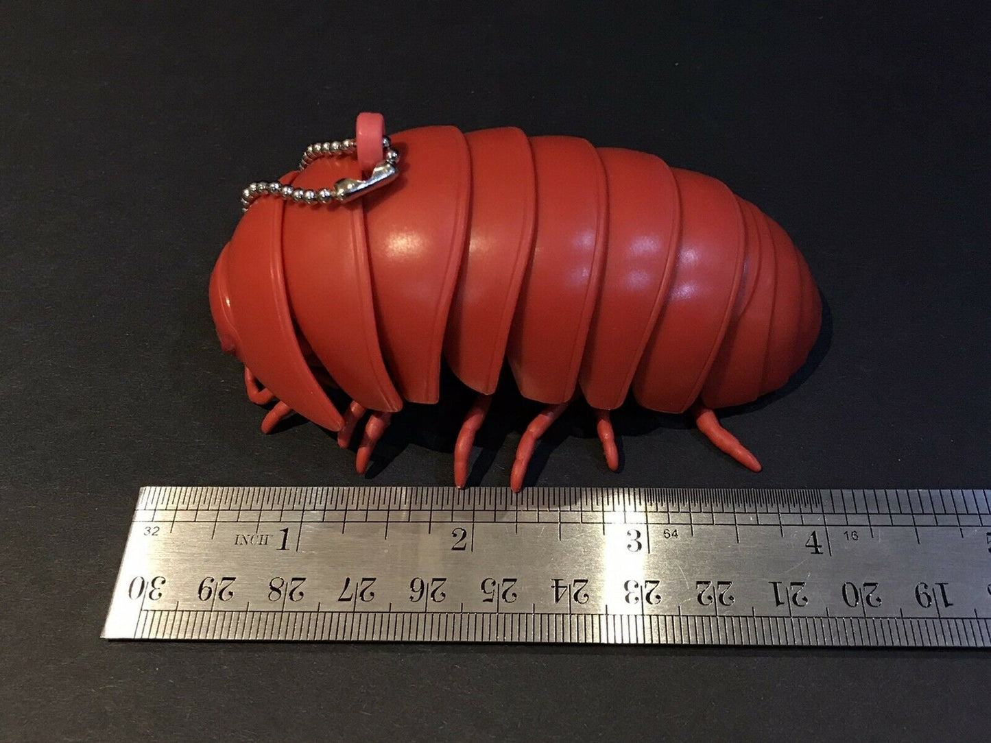Plastic Pill Bug Roly Poly Insect Potato Bug Isopod KEYCHAIN Figure w/Moving Parts - RED Color 9cm