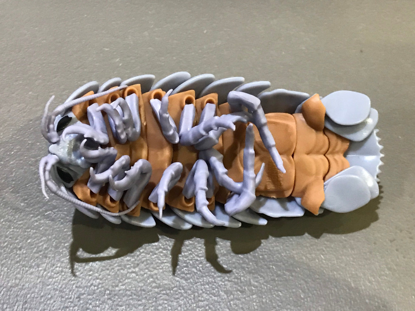 Plastic Pill Bug Roly Poly Insect Potato Bug ISOPOD KEYCHAIN Figure w/Moving Parts - GREY Color 9cm