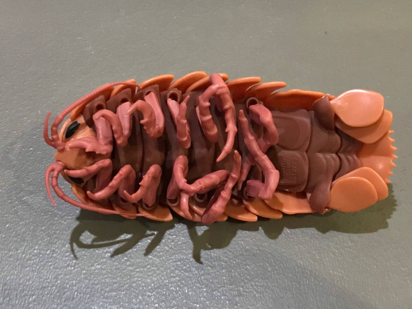 Plastic Pill Bug Roly Poly Insect Potato Bug Isopod Keychain Figure w/Moving Parts - Reddish Brown Color 9cm