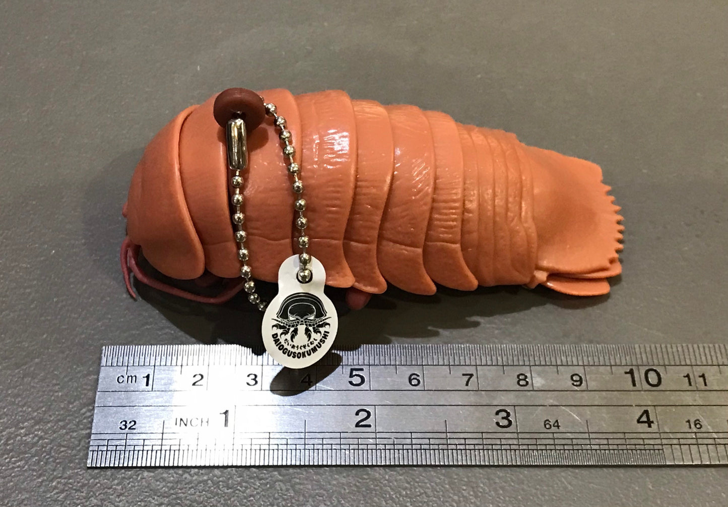 Plastic Pill Bug Roly Poly Insect Potato Bug Isopod Keychain Figure w/Moving Parts - Reddish Brown Color 9cm