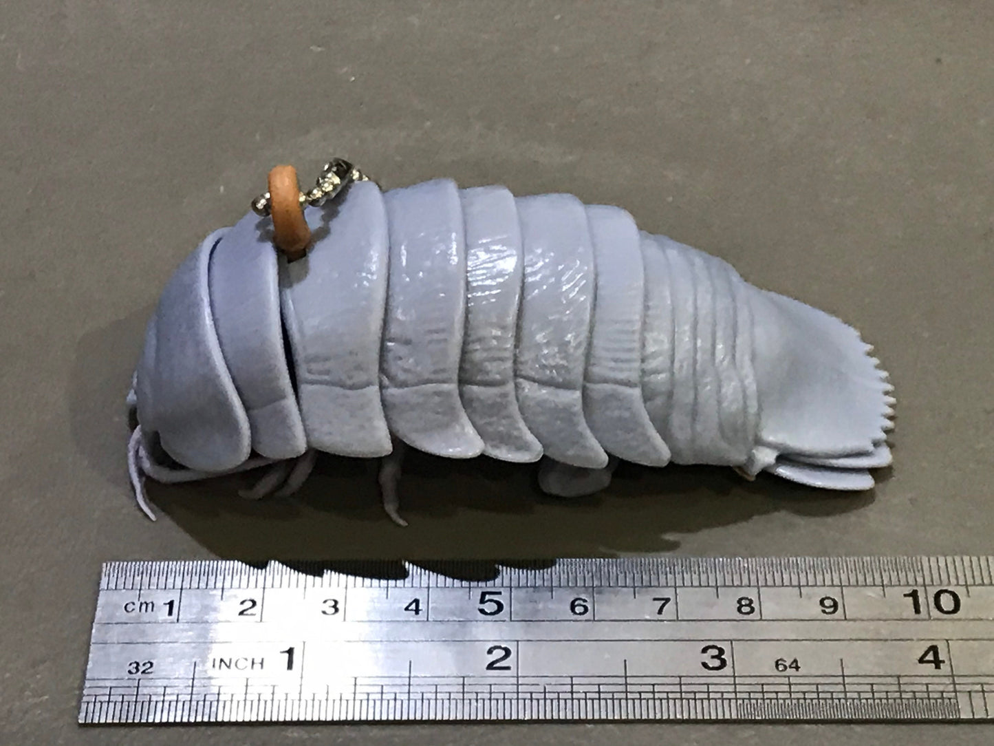 Plastic Pill Bug Roly Poly Insect Potato Bug ISOPOD KEYCHAIN Figure w/Moving Parts - GREY Color 9cm