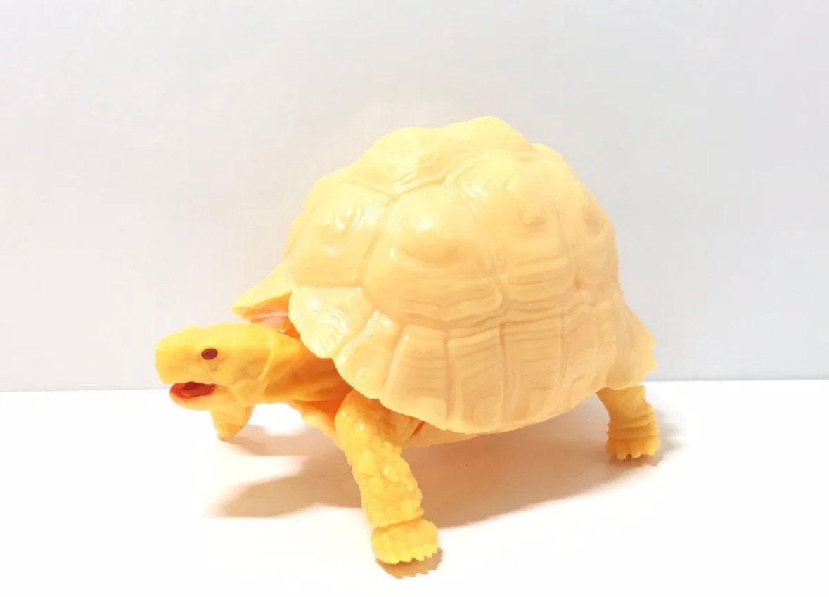 Realistic Leopard Tortoise Turtle Model Plastic Figure with Movable legs and head Yellow Color