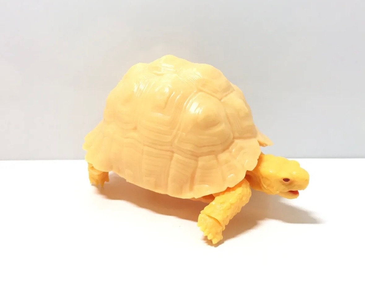 Realistic Leopard Tortoise Turtle Model Plastic Figure with Movable legs and head Yellow Color