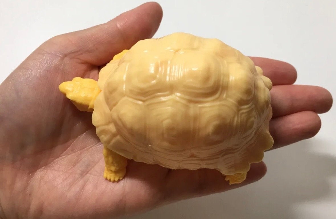 Realistic Leopard Tortoise Turtle Model Plastic Figure with Movable legs and head Yellow Color