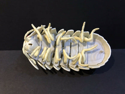 Plastic Pill Bug Roly Poly Insect Potato Bug Isopod KEYCHAIN Figure w/Moving Parts - CREAM WHITE Color 9cm
