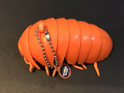 Plastic Pill Bug Roly Poly Insect Potato Bug Isopod KEYCHAIN Figure w/Moving Parts - ORANGE Color 9cm