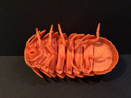Plastic Pill Bug Roly Poly Insect Potato Bug Isopod KEYCHAIN Figure w/Moving Parts - ORANGE Color 9cm