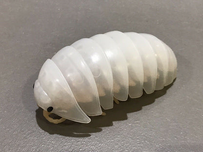 Plastic Pill Bug Roly Poly Insect Potato Bug Isopod Figure w/Moving Parts - CLEAR WHITE TRANSLUCENT Color 10cm