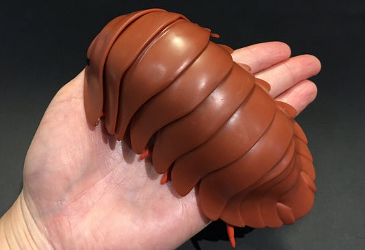 Plastic Pill Bug Roly Poly Insect Potato Bug Isopod Figure w/Moving Parts - REDDISH BROWN Color 14cm