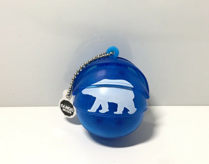 Plastic Pill Bug Roly Poly Insect Potato Bug Isopod KEYCHAIN Figure w/Moving Parts - CLEAR BLUE Color w/ Polar Bear Image 9cm