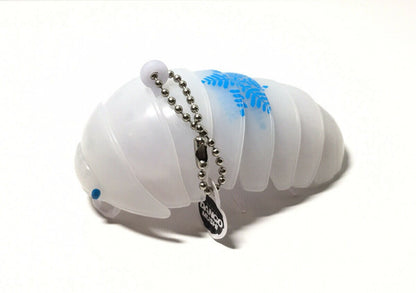 Plastic Pill Bug Roly Poly Insect Potato Bug Isopod KEYCHAIN Figure w/Moving Parts - CLEAR WHITE Color w/ Snowflake Image 9cm
