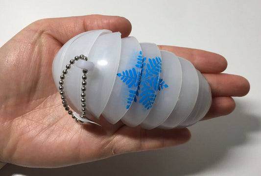 Plastic Pill Bug Roly Poly Insect Potato Bug Isopod KEYCHAIN Figure w/Moving Parts - CLEAR WHITE Color w/ Snowflake Image 9cm