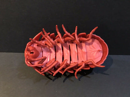 Plastic Pill Bug Roly Poly Insect Potato Bug Isopod KEYCHAIN Figure w/Moving Parts - RED Color 9cm