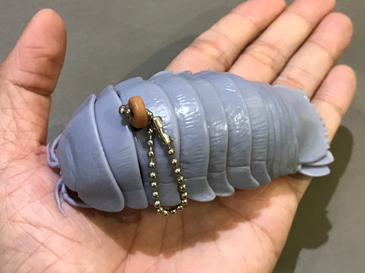 Plastic Pill Bug Roly Poly Insect Potato Bug ISOPOD KEYCHAIN Figure w/Moving Parts - GREY Color 9cm