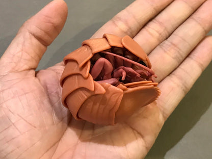 Plastic Pill Bug Roly Poly Insect Potato Bug Isopod Keychain Figure w/Moving Parts - Reddish Brown Color 9cm