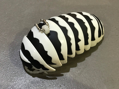 Plastic Pill Bug Roly Poly Insect Potato Bug Isopod KEYCHAIN Figure w/Moving Parts - ZEBRA Color 9cm