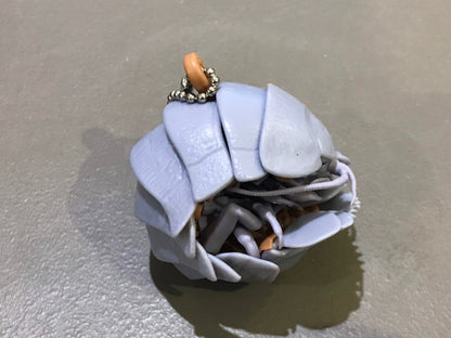 Plastic Pill Bug Roly Poly Insect Potato Bug ISOPOD KEYCHAIN Figure w/Moving Parts - GREY Color 9cm