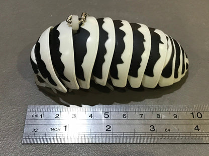 Plastic Pill Bug Roly Poly Insect Potato Bug Isopod KEYCHAIN Figure w/Moving Parts - ZEBRA Color 9cm