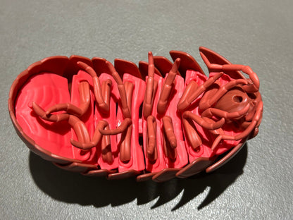 Plastic Pill Bug Roly Poly Insect Potato Bug Isopod Figure w/Moving Parts - PASTEL MAROON Color 14cm