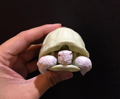 Realistic Greek Tortoise Turtle Model Plastic Figure with Movable legs and head Albino White Color